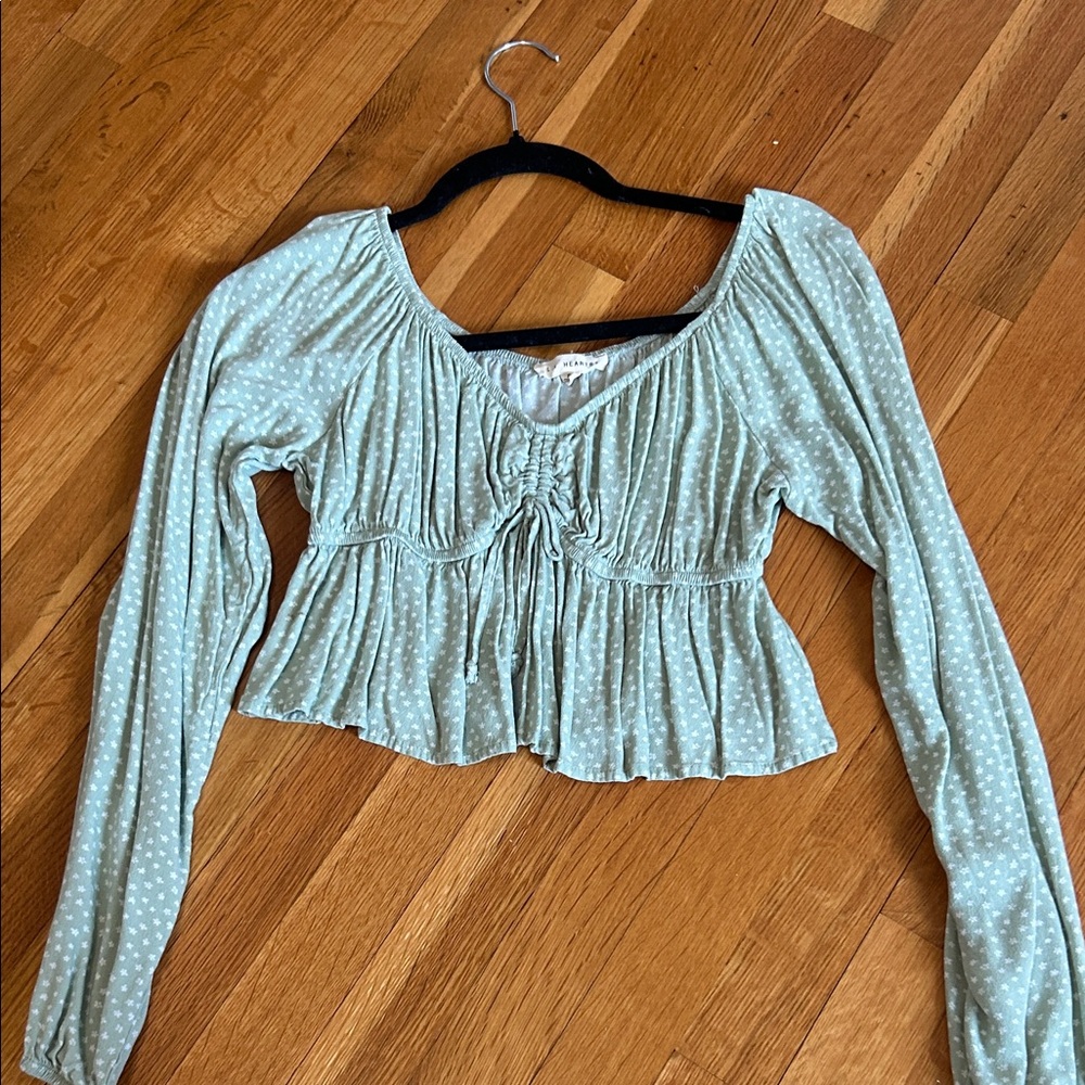 La Hearts Light Green Polka Dot Blouse